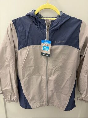 Columbia Kids Hooded Rain Jacket - Gray and Navy